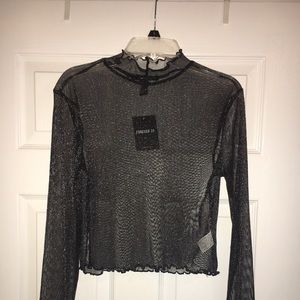 Sheer, cropped glittery shirt